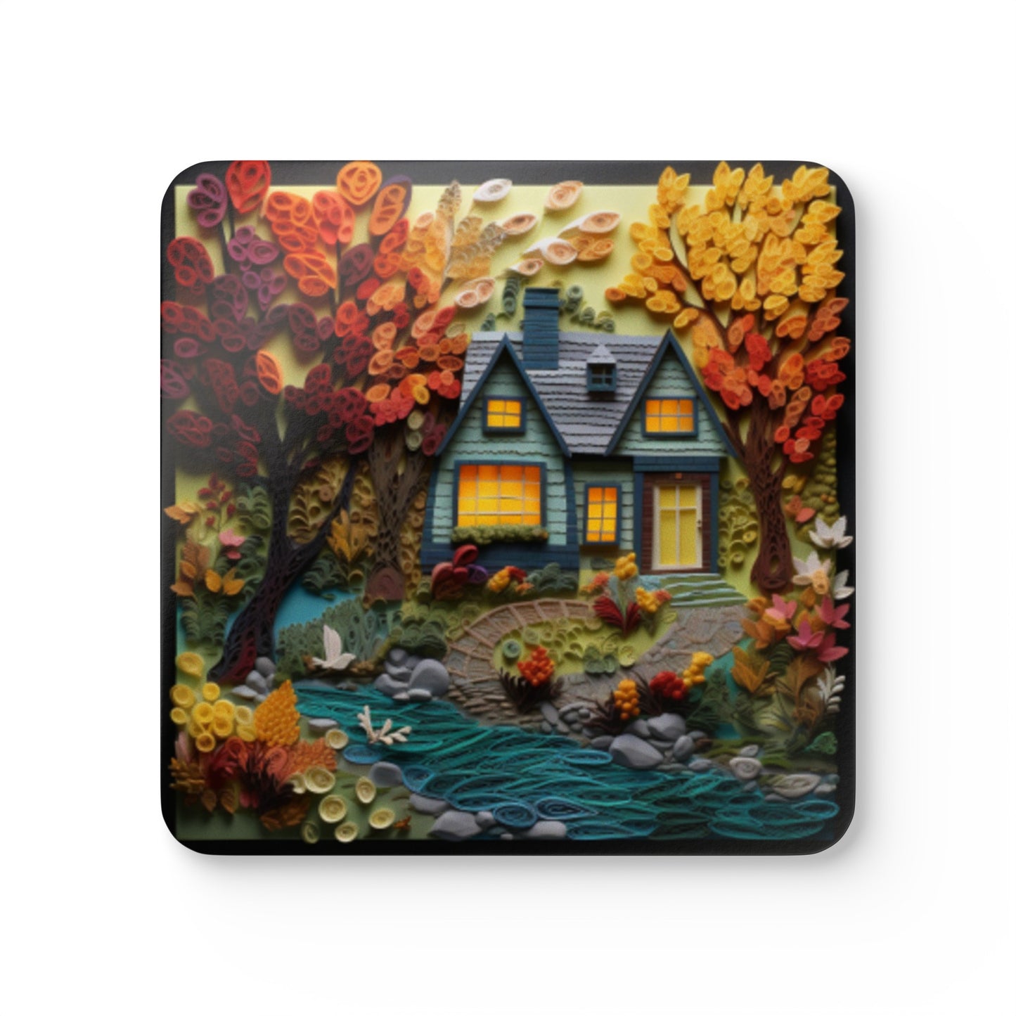 3D Home Scenery Corkwood Coaster Set