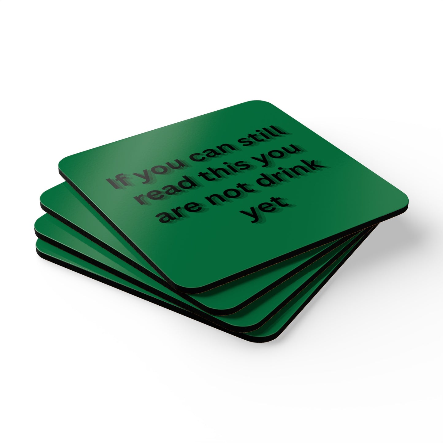 Humorous Quote, Green Corkwood Coaster Set