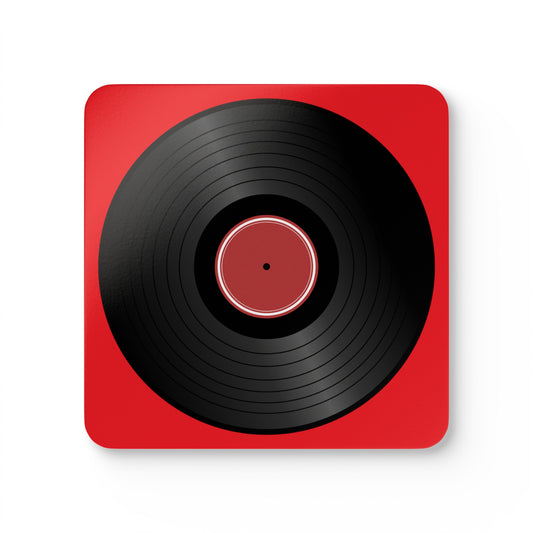 Retro Vinyl Record, Red Corkwood Coaster Set