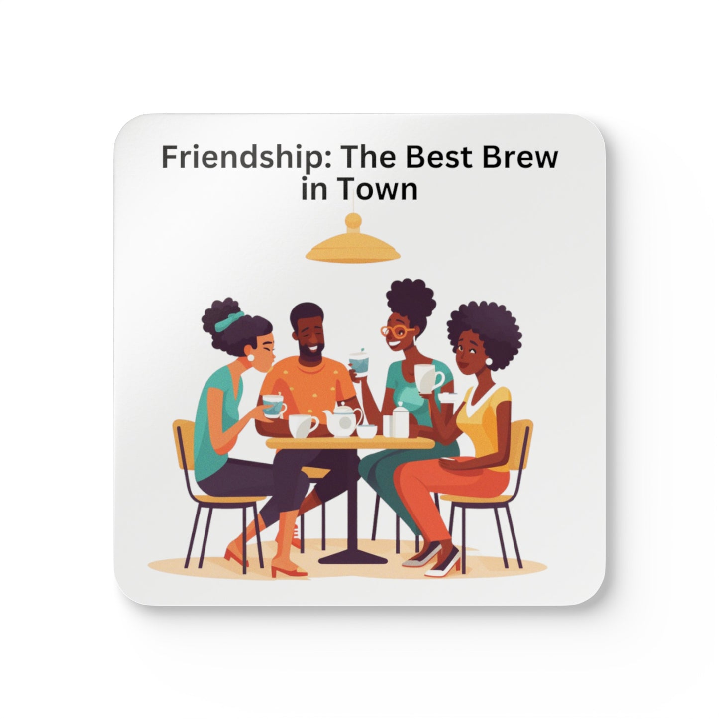 Friendship, Gathering For Coffee Corkwood Coaster Set