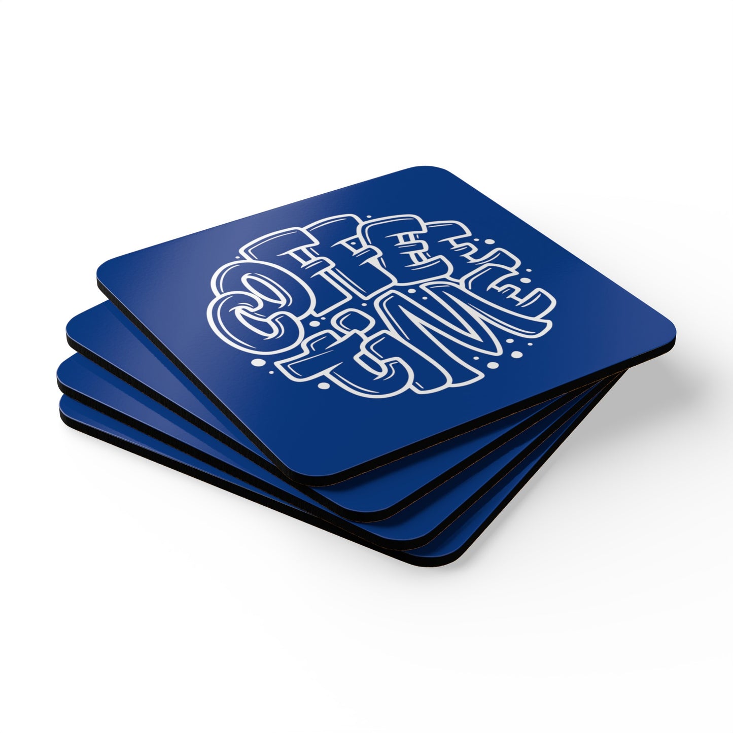 Coffee Time, Blue Corkwood Coaster Set