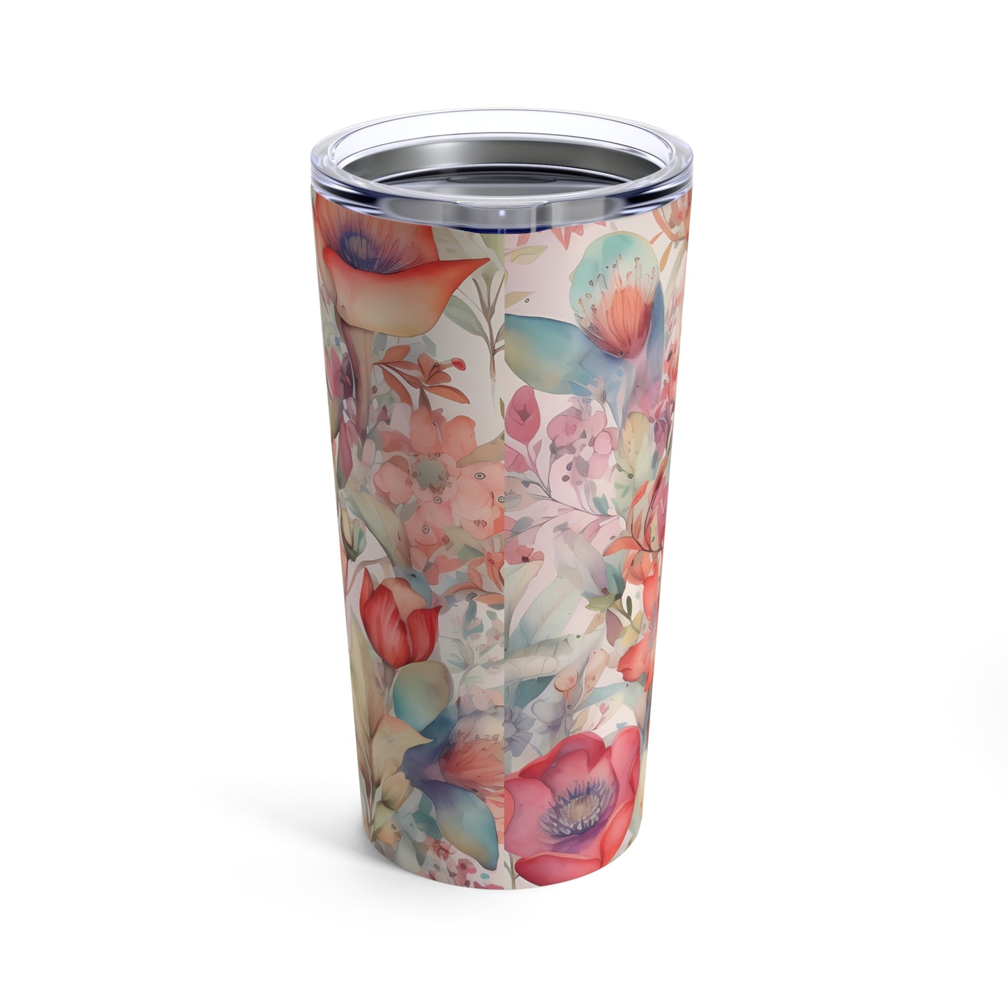 Peach Boho Flowers and Birds Tumbler 20oz