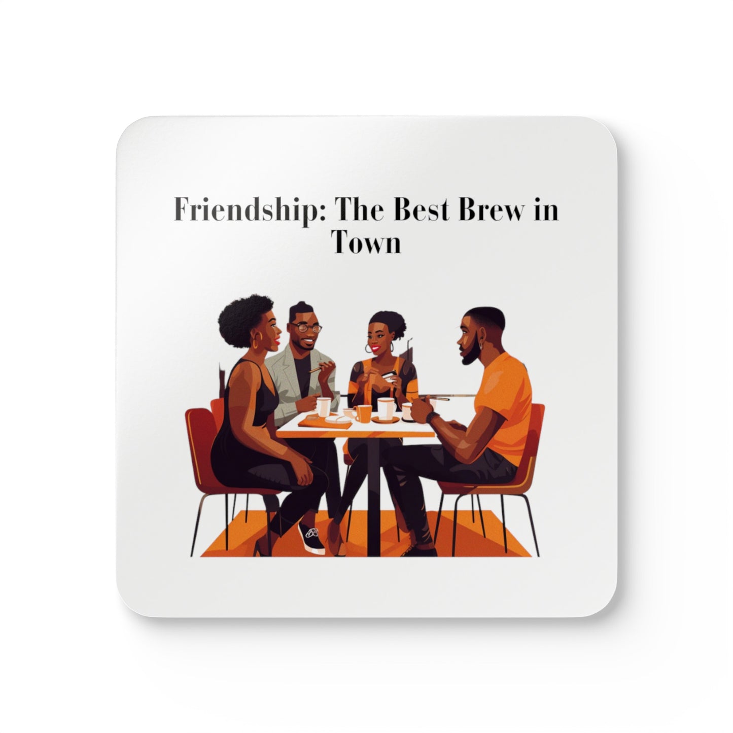 Friendship, Gathering For Coffee Corkwood Coaster Set