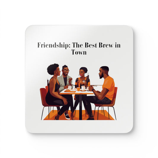 Friendship, Gathering For Coffee Corkwood Coaster Set