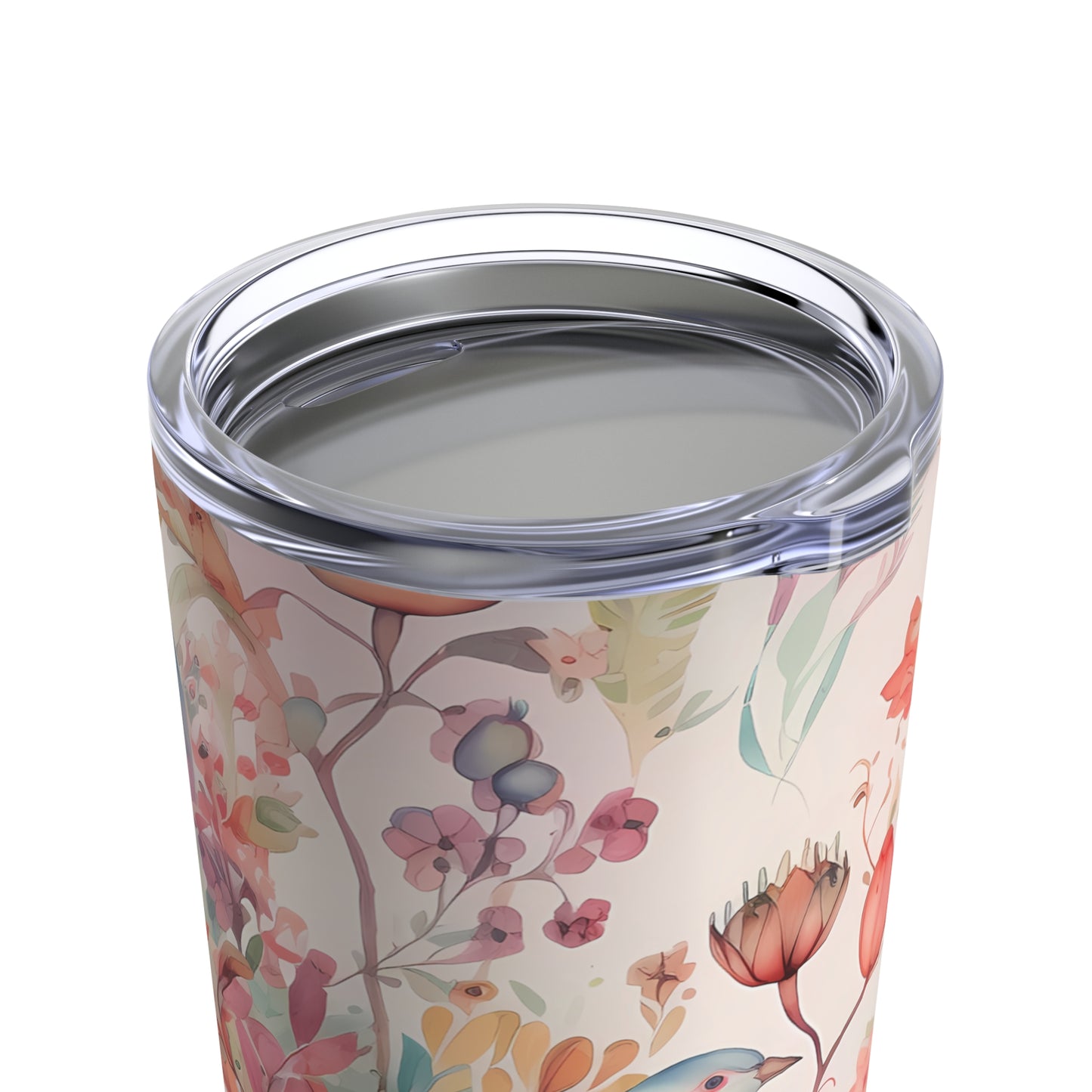 Peach Boho Flowers and Birds Tumbler 20oz