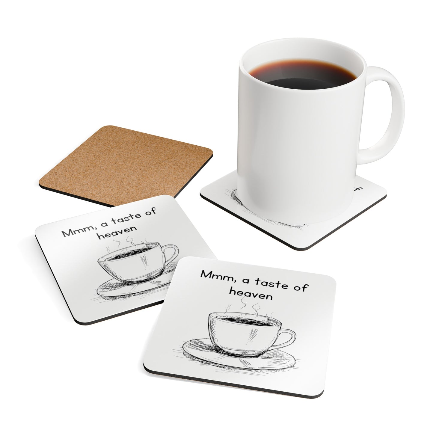 Mmm, A Taste Of Heaven Corkwood Coaster Set