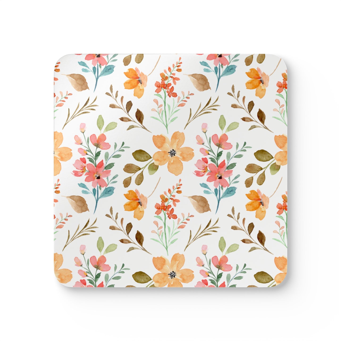 Boho Flowers Corkwood Coaster Set