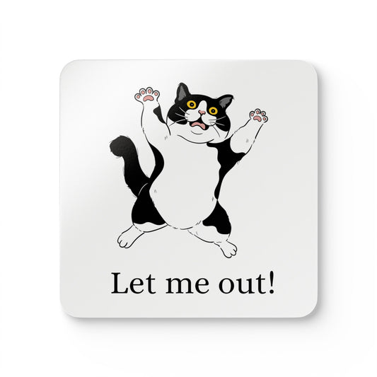 Let Me Out Fat Cat Corkwood Coaster Set