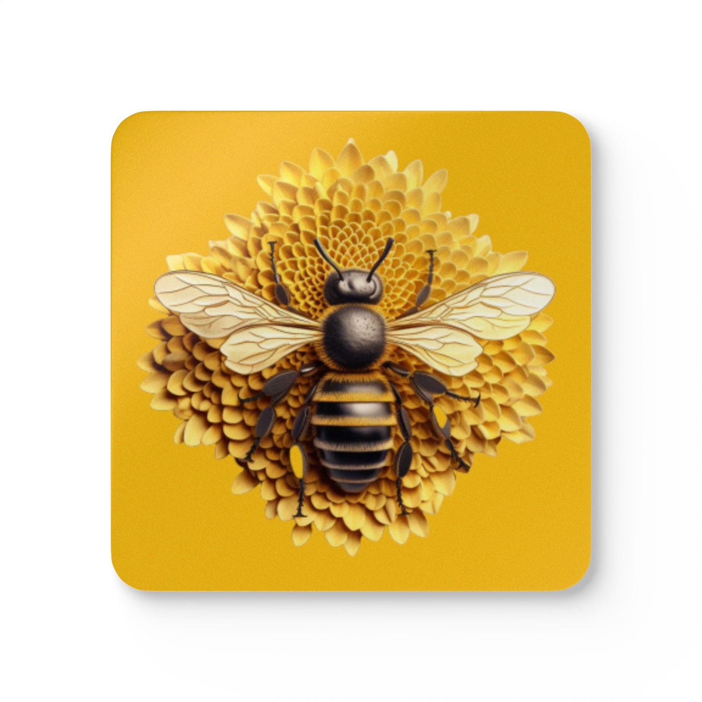 Yellow Bee Corkwood Coaster Set