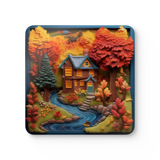 3D Home Scenery Corkwood Coaster Set