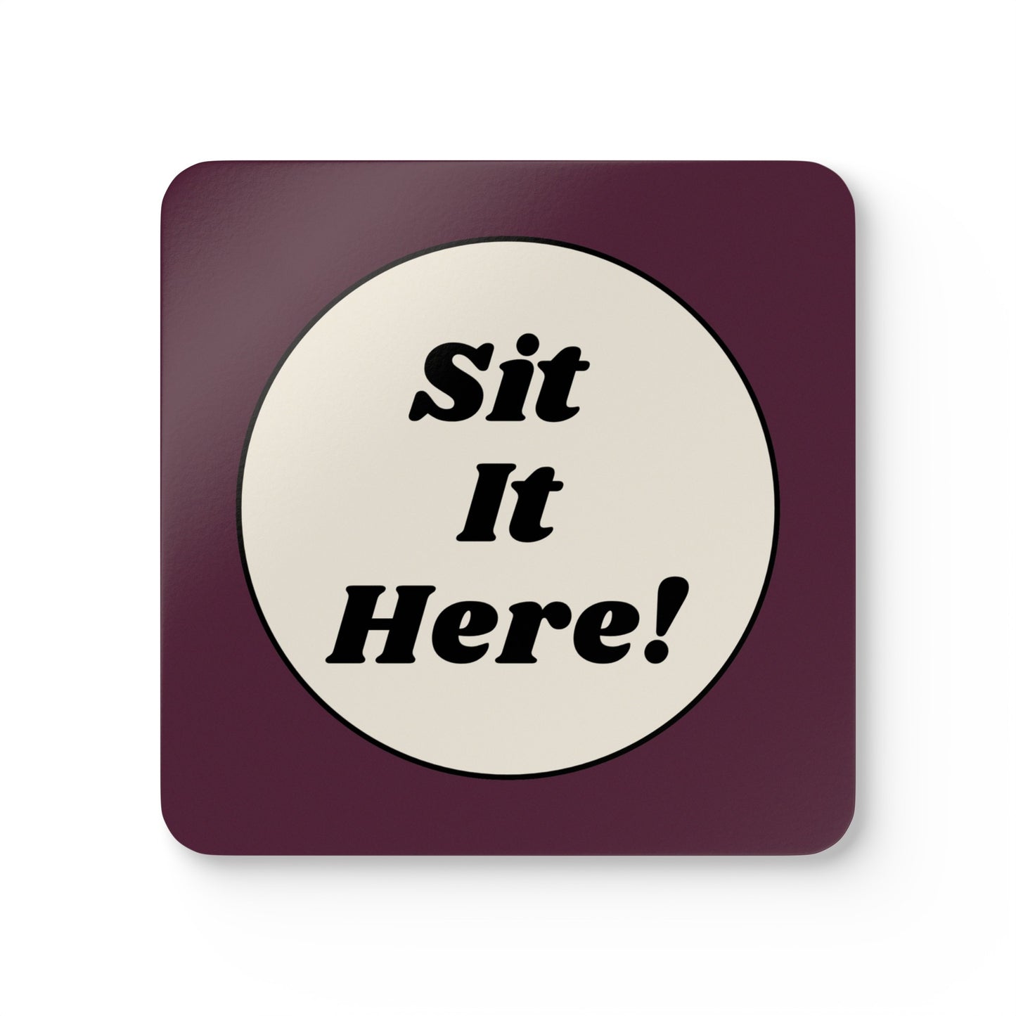 Sit It Here, Purple Corkwood Coaster Set